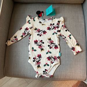 Posh Peanut Minnie Holiday Long Sleeve Ruffled Bodysuit 6-12 months